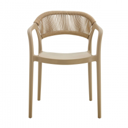 DONNA Πολυθρόνα Στοιβαζόμενη, PP-UV Tortora, Rope Wicker Φυσικό  57x55x79cm