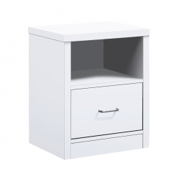 CALIBER Κομοδίνο με 1 Συρτάρι + 1 Ράφι, Απόχρωση Άσπρο  47x39x60cm