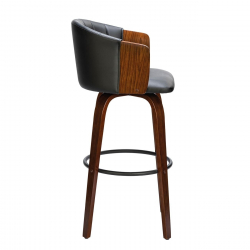 ENZO Σκαμπό Bar Καρυδί, Pu Μαύρο  50x50x78/103cm
