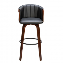 ENZO Σκαμπό Bar Καρυδί, Pu Μαύρο  50x50x78/103cm