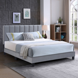 ALLEGRO Κρεβάτι Διπλό για Στρώμα 140x190cm, Ύφασμα Γκρι, με Κεφαλάρι πολλαπλών θέσεων  149x205x117/127cm