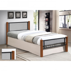 ΝΕΤ Κρεβάτι Μονό για Στρώμα 90x190cm, Μέταλλο Βαφή Μαύρο, Ξύλο Καρυδί  95x200x81(Στρώμα 90x190)cm