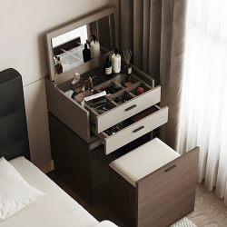 VANITY Τουαλέτα με ενσωματωμένο Καθρέπτη & Σκαμπό Απόχρωση Sonoma Oak-Cream  60x45x90/130cm