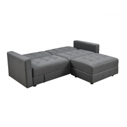 JACKSON Καναπές - Κρεβάτι και Σκαμπό με Χώρους Αποθήκευσης, Ύφασμα Σκούρο Γκρι  193x141x81 H.77 Bed:101x166x40