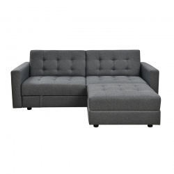 JACKSON Καναπές - Κρεβάτι και Σκαμπό με Χώρους Αποθήκευσης, Ύφασμα Σκούρο Γκρι  193x141x81 H.77 Bed:101x166x40