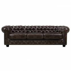 CHESTERFIELD Birmingham Καναπές 4Θέσιος Σαλονιού Καθιστικού, Δέρμα Καφέ  241x92x74cm