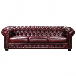 CHESTERFIELD Birmingham Καναπές 4Θέσιος Σαλονιού Καθιστικού, Δέρμα Antique Red  241x92x74cm