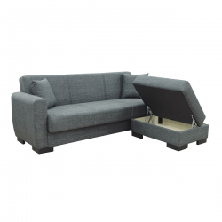 JACKSON-Max Καναπές - Κρεβάτι & Σκαμπό με Χώρους Αποθήκευσης Ύφασμα Σκούρο Γκρι  210x163x61 H.81 Bed:105x180x40