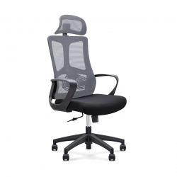 BF8600 Πολυθρόνα Γραφείου Διευθυντή, Mesh Γκρι, Ύφασμα Μαύρο  62x68x114/124cm