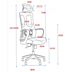 BF8600 Πολυθρόνα Γραφείου Διευθυντή, Mesh Γκρι, Ύφασμα Μαύρο  62x68x114/124cm