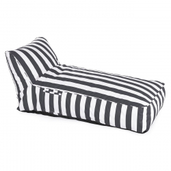 TACO MAX Πουφ Ξαπλώστρα Ανάκλιντρο, 100% Αδιάβροχο Ύφασμα Ριγέ Άσπρο/Γκρι  70x150x65cm
