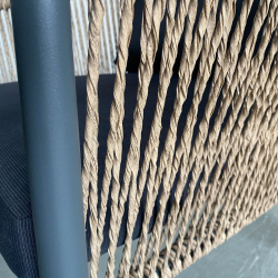 GASBA Set Σαλόνι Κήπου 4τεμ, Alu Ανθρακί, Rope Wicker Φυσικό, Μαξιλάρια Σκούρο Γκρι  2 Πολυθρ+1 Καναπ+1 Τραπεζάκι