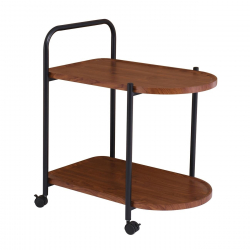 TROLLEY - Βοηθητικό Τραπεζάκι Μέταλλο Βαφή Μαύρο, MDF with PVC Απόχρωση Καρυδί  60x38x65cm