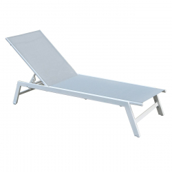 CORTE Ξαπλώστρα K/D, Μέταλλο Βαφή Άσπρο, Textilene Ανοιχτό Γκρι  60x191x31cm