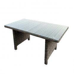 ARIZONA Τραπέζι Dining Βεράντας - Κήπου ALU, Wicker Grey Brown, Γυαλί Tempered 5mm  140x80 H.70cm