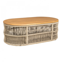 MARK Set Σαλόνι Κήπου 4τεμ, Acacia Φυσικό, Μαξιλάρια Μπεζ Rope Wicker Μπεζ  2 Πολυθρ+1 Καναπ+1 Τραπεζάκι