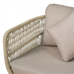 MARK Set Σαλόνι Κήπου 4τεμ, Acacia Φυσικό, Μαξιλάρια Μπεζ Rope Wicker Μπεζ  2 Πολυθρ+1 Καναπ+1 Τραπεζάκι