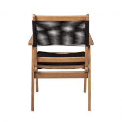 COFFEE Dining Πολυθρόνα Βεράντας - Κήπου, Ξύλο Ακακία Φυσικό, Rope Wicker Μαύρο  58x56x87cm