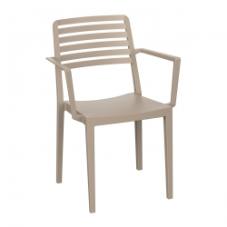 NOLA Πολυθρόνα Τραπεζαρίας Κήπου Στοιβαζόμενη, PP - UV Protection, Απόχρωση Tortora  57x56x83cm