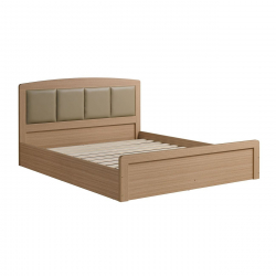 CALIBER Κρεβάτι Διπλό για Στρώμα 150x200cm, Απόχρωση Sonoma Oak, Κεφαλάρι Pu Μπεζ  158x210x100cm