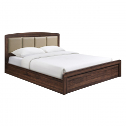 CALIBER Κρεβάτι Διπλό για Στρώμα 150x200cm, Απόχρωση Καρυδί, Κεφαλάρι Pu Μπεζ  158x210x100cm