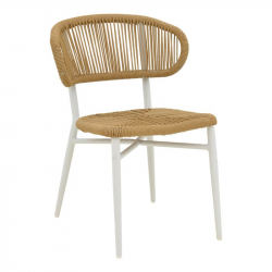 Καρέκλα αλουμινίου-pe rattan Agus pakoworld στοιβαζόμενη σε λευκή απόχρωση 55x63x77εκ