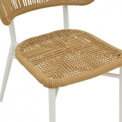 Καρέκλα αλουμινίου-pe rattan Agus pakoworld στοιβαζόμενη σε λευκή απόχρωση 55x63x77εκ