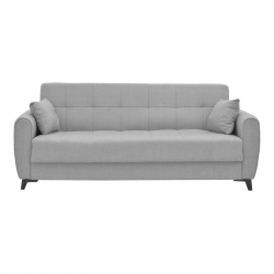 Καναπές-κρεβάτι με αποθηκευτικό χώρο τριθέσιος Lincoln pakoworld ανοιχτό γκρι ύφασμα 225x75x85εκ