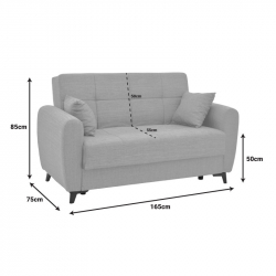 Καναπές-κρεβάτι με αποθηκευτικό χώρο διθέσιος Lincoln pakoworld ανοιχτό γκρι ύφασμα 165x85x90εκ