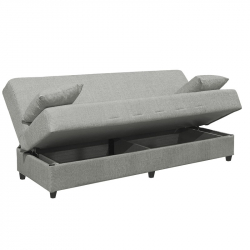 Καναπές-κρεβάτι με αποθηκευτικό χώρο τριθέσιος Romina pakoworld ανοιχτό γκρι ύφασμα 190x75x85εκ
