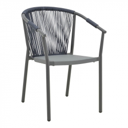 Πολυθρόνα αλουμινίου Convince pakoworld στοιβαζόμενη με γκρι σκελετό-textilene-pe rattan 56x63x82εκ