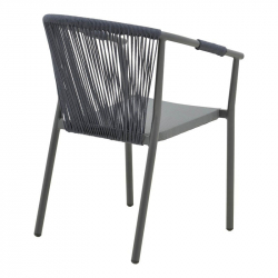 Πολυθρόνα αλουμινίου Convince pakoworld στοιβαζόμενη με γκρι σκελετό-textilene-pe rattan 56x63x82εκ