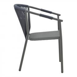 Πολυθρόνα αλουμινίου Convince pakoworld στοιβαζόμενη με γκρι σκελετό-textilene-pe rattan 56x63x82εκ