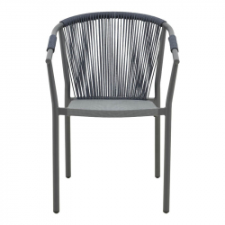Πολυθρόνα αλουμινίου Convince pakoworld στοιβαζόμενη με γκρι σκελετό-textilene-pe rattan 56x63x82εκ