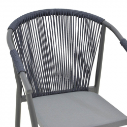 Πολυθρόνα αλουμινίου Convince pakoworld στοιβαζόμενη με γκρι σκελετό-textilene-pe rattan 56x63x82εκ