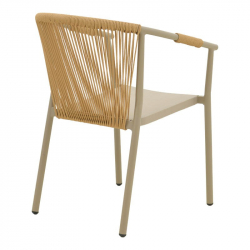 Πολυθρόνα αλουμινίου Convince pakoworld στοιβαζόμενη με καφέ σκελετό-textilene-pe rattan 56x63x82εκ