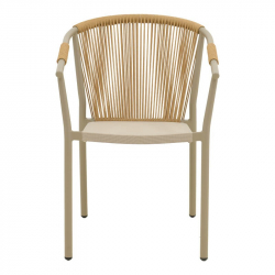 Πολυθρόνα αλουμινίου Convince pakoworld στοιβαζόμενη με καφέ σκελετό-textilene-pe rattan 56x63x82εκ