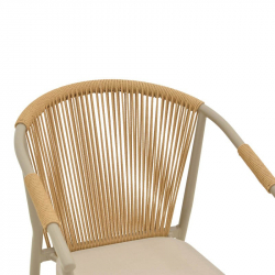 Πολυθρόνα αλουμινίου Convince pakoworld στοιβαζόμενη με καφέ σκελετό-textilene-pe rattan 56x63x82εκ