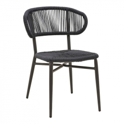 Καρέκλα αλουμινίου-pe rattan Agus pakoworld στοιβαζόμενη σε γκρι απόχρωση 55x63x77εκ