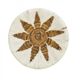 Διακοσμητικό τοίχου Circy Inart σετ 3 τεμ ψάθα σε λευκή-μπεζ απόχρωση (50x50x8εκ)