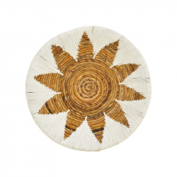 Διακοσμητικό τοίχου Circy Inart σετ 3 τεμ ψάθα σε λευκή-μπεζ απόχρωση (50x50x8εκ)