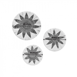 Διακοσμητικό τοίχου Circy Inart σετ 3 τεμ ψάθα σε λευκή-μπεζ απόχρωση (50x50x8εκ)