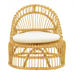 Πολυθρόνα Tromso paakoworld pe rattan σε φυσική απόχρωση με εκρού χρώμα μαξιλάρι 80x85x98εκ
