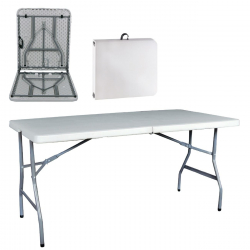 BLOW-R Τραπέζι Συνεδρίου - Catering Πτυσσόμενο (Βαλίτσα), Μέταλλο Βαφή Γκρι, HDPE Άσπρο  152x70x74cm
