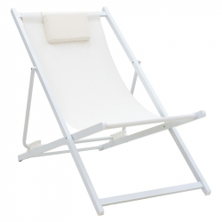 Σεζλόνγκ επαγγελματική Corte pakoworld αλουμίνιο λευκό-textilene μπεζ (61x102x92εκ)