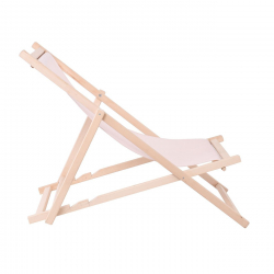 Σαιζ-Λόνγκ Ξαπλώστρα 3 θέσεων κλίσης, Οξιά Άβαφη, Textilene Εκρού, Πτυσσόμενη  56x100x80/98cm