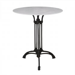 ΤΡΑΠΕΖΙ Sintered Stone-Μαντέμι Τρίνυχο, Επιφάνεια 11mm Απόχρωση White Marble  Φ60  H73,5cm