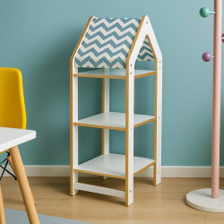 Ραφιέρα Montessori Zoilen I pakoworld λευκό-μπλε mdf 50x30x100εκ