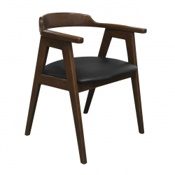 SELVA Πολυθρόνα Τραπεζαρίας, Απόχρωση Καρυδί, Pu Μαύρο  60x54x75cm