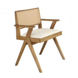 MEMORY Πολυθρόνα Τραπεζαρίας, Απόχρωση Φυσικό, Pu Εκρού  64x59x81cm